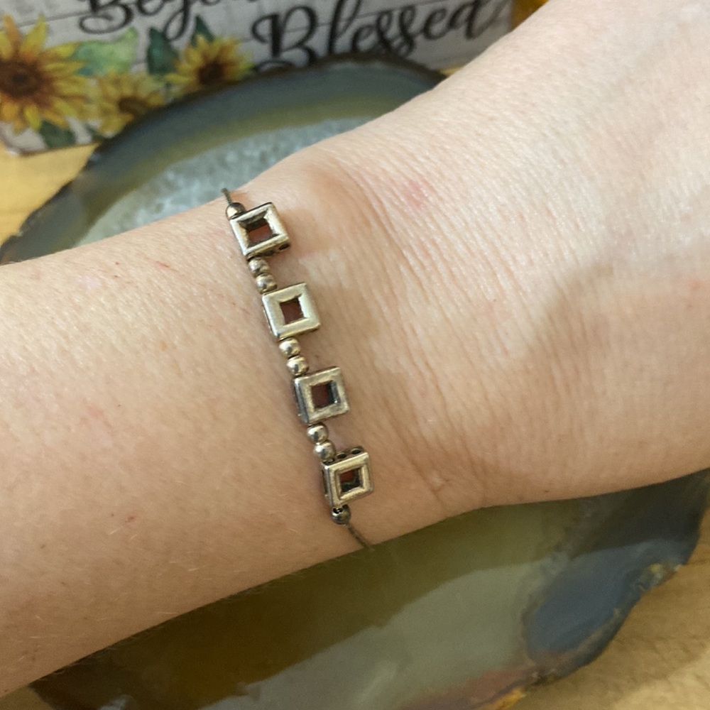 Vintage 925 Silver box link bracelet 7.25” Guc